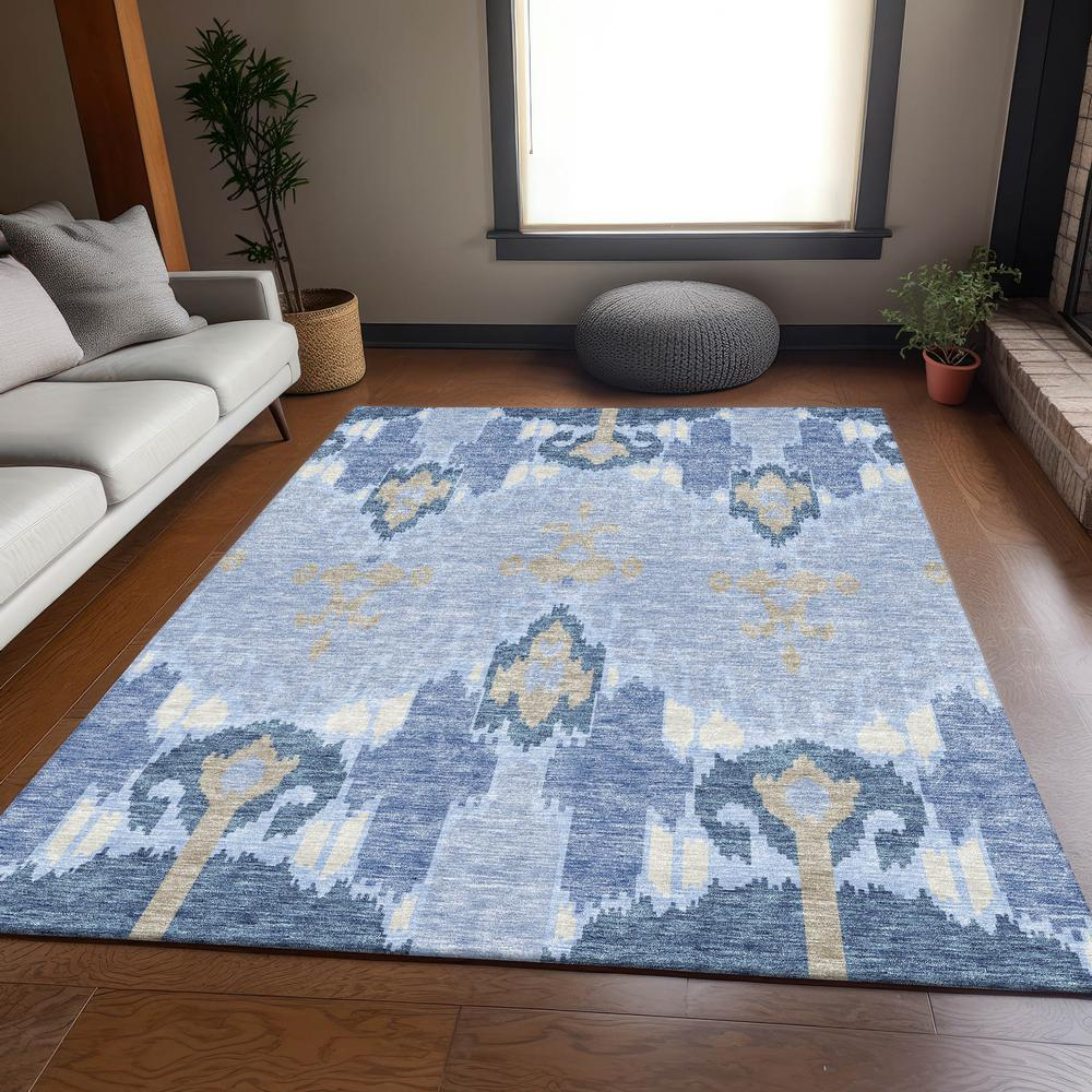 Start2Finish Chantille ACN748 blue 9x12 rug with intricate pattern, perfect for adding style to living rooms or bedrooms.