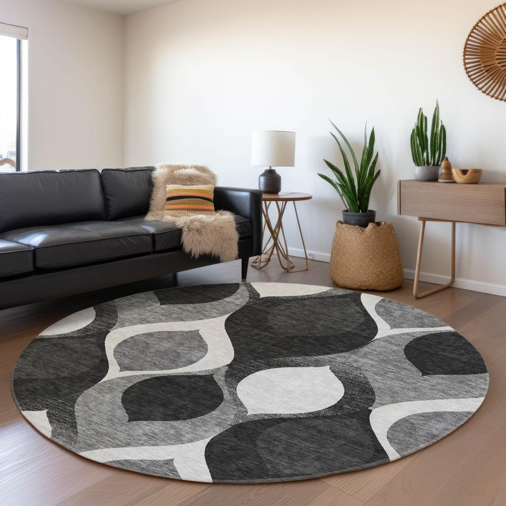 Start2Finish Chantille ACN749 black 8x8 rug with soft woven texture and modern design, perfect for living rooms or bedrooms.