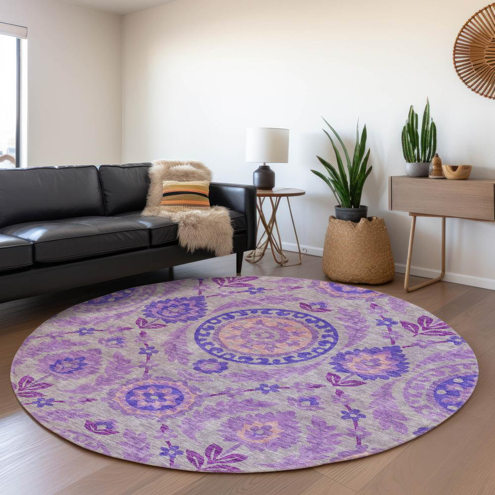 Start2Finish Chantille ACN751 purple 8x8 rug with soft, plush fabric and intricate pattern, perfect for living room or bedroom decor.
