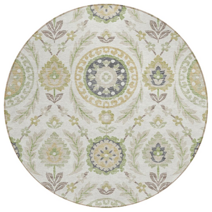 Ivory Chantille ACN751 8x8 rug by Start2Finish with intricate patterns, plush texture, and decorative border for living room decor