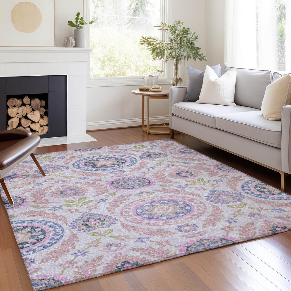 Pink Chantille ACN751 rug by Start2Finish, 10x14 feet with soft, plush fabric and intricate pattern for cozy home decor.