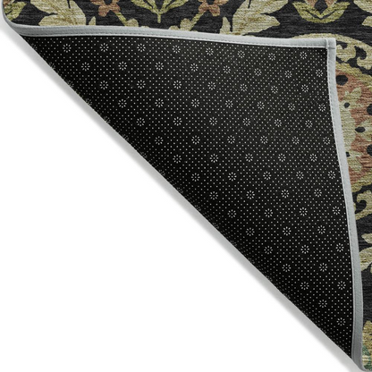 Start2Finish Chantille ACN751 black 10x14 rug showcasing a plush, textured surface with intricate pattern and soft edges.