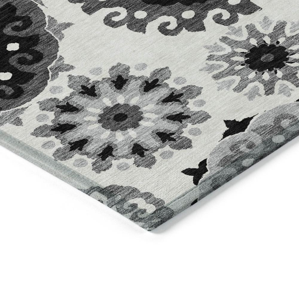 Start2Finish Chantille ACN763 black 10x14 rug with intricate pattern, plush texture, and contemporary design for living room decor.