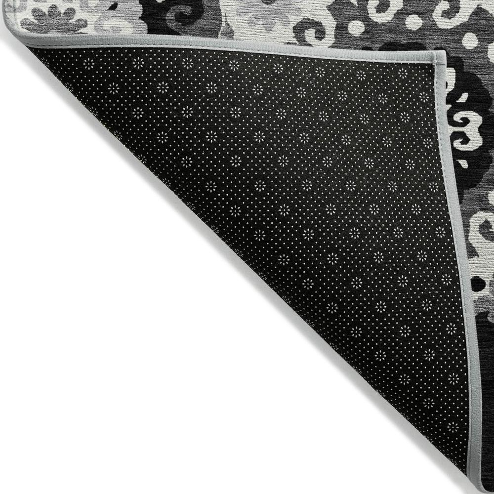 Start2Finish Chantille ACN763 black 8x10 rug with intricate pattern, showcasing soft textile and modern design.