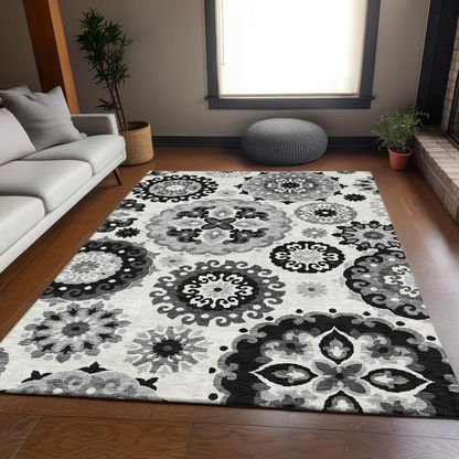 Black Chantille ACN763 8x10 rug by Start2Finish with intricate pattern and plush texture, suitable for living rooms or bedrooms.