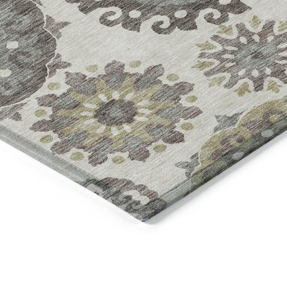 Start2Finish Chantille ACN763 brown 9x12 rug with intricate patterns, soft texture, and decorative border for living room or bedroom.