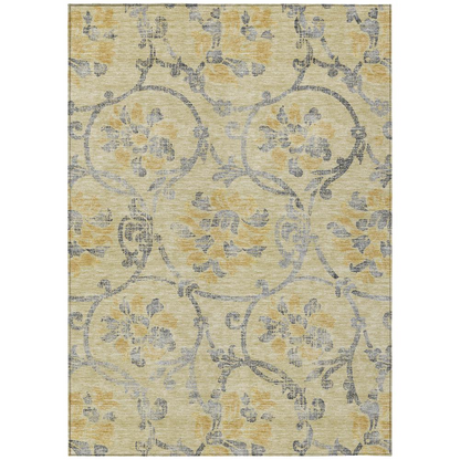 Start2Finish Chantille ACN762 gold 8x10 rug with intricate pattern, soft texture, ideal for living room or bedroom decor.