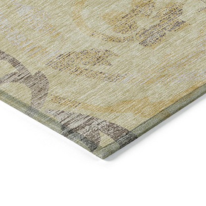 Start2Finish Chantille ACN764 gold 8x10 rug with intricate pattern, soft texture, and elegant design for living room or bedroom decor.
