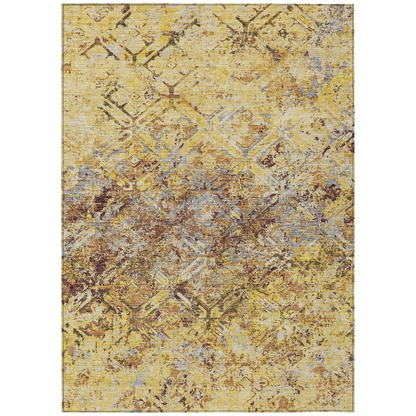 Start2Finish Chantille ACN768 gold 9x12 rug with intricate pattern and plush texture, ideal for living room or bedroom decor.