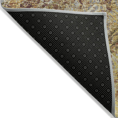 Start2Finish Chantille ACN768 gold 9x12 rug with intricate pattern and soft texture, suitable for living room or bedroom decor.
