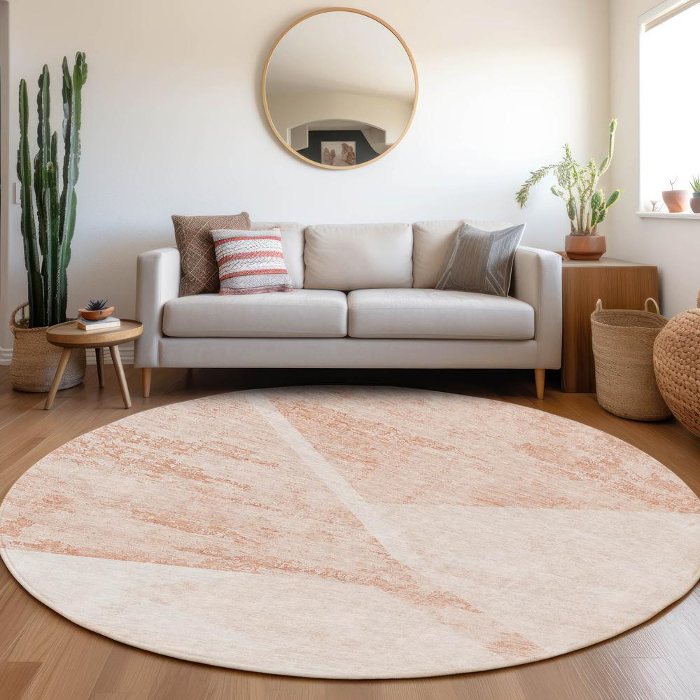 Start2Finish Chantille ACN770 orange 8x8 rug featuring a soft, textured fabric with a vibrant orange color and decorative pattern.