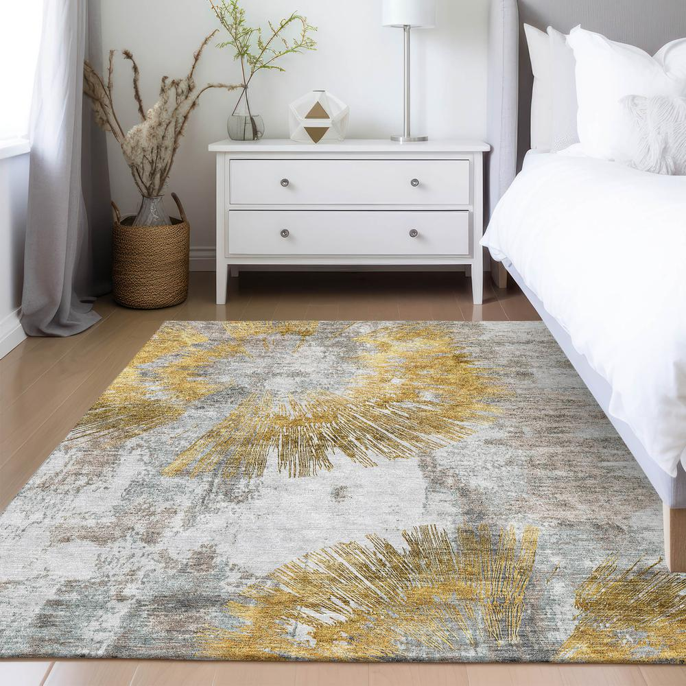 Start2Finish Chantille ACN773 Gold 8x10 rug featuring a plush, textured design in warm gold tones for elegant home decor.
