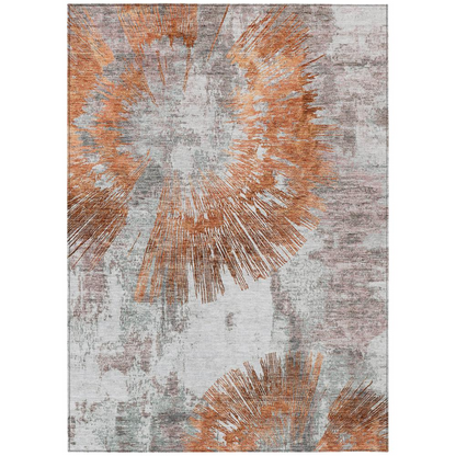 Start2Finish Chantille ACN773 orange 8x10 rug showing vibrant orange color and plush textured surface on a neutral floor.