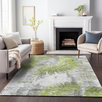 Start2Finish Chantille ACN773 green 5x7.5 rug with soft texture and decorative pattern, ideal for living rooms or bedrooms.