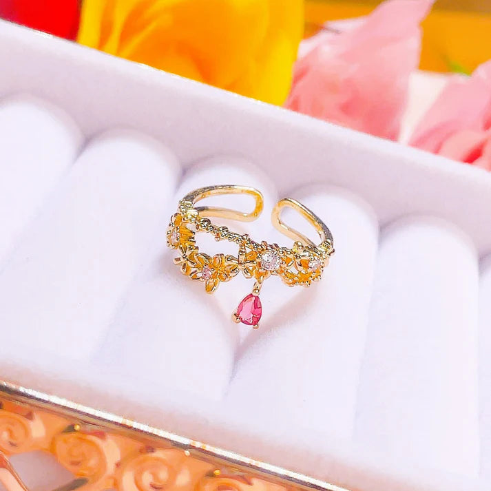Start2Finish Sweet Garden Floral Teardrop Ring featuring a delicate floral design in elegant jewelry style.