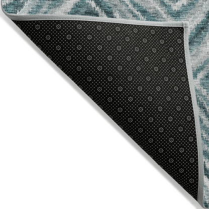 Start2Finish Chantille ACN781 teal 9x12 rug with intricate pattern, soft texture, and vibrant color, suitable for living room or bedroom decor.