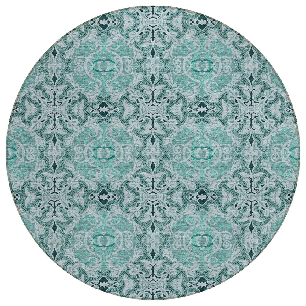 Start2Finish Chantille ACN783 teal 8x8 rug with intricate pattern, soft texture, ideal for living room or bedroom decor.