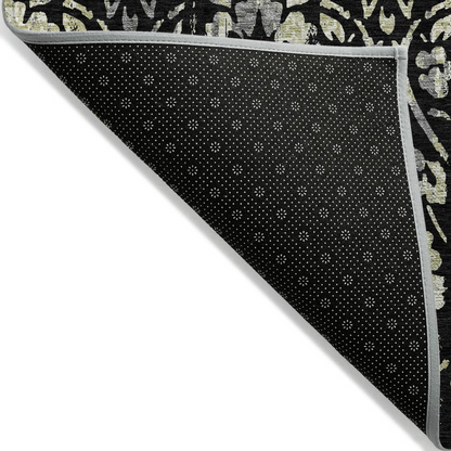 Start2Finish Chantille ACN868 black 9x12 rug with intricate patterns, soft texture, and decorative border for living room or bedroom decor.