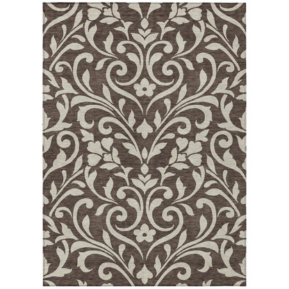 Start2Finish Chantille ACN875 brown 8x10 rug with intricate pattern, plush texture, and soft fibers, suitable for living rooms or bedrooms.