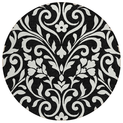 Start2Finish Chantille ACN875 black 8x8 rug with soft, textured fabric and intricate pattern for stylish home decor.