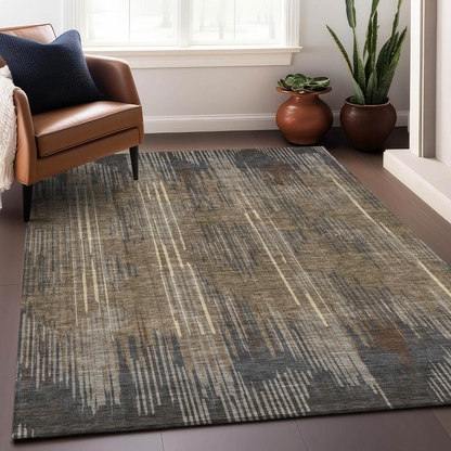 Start2Finish Chantille ACN893 brown 9x12 rug with intricate patterns, plush texture, and soft pile for elegant interior decor.
