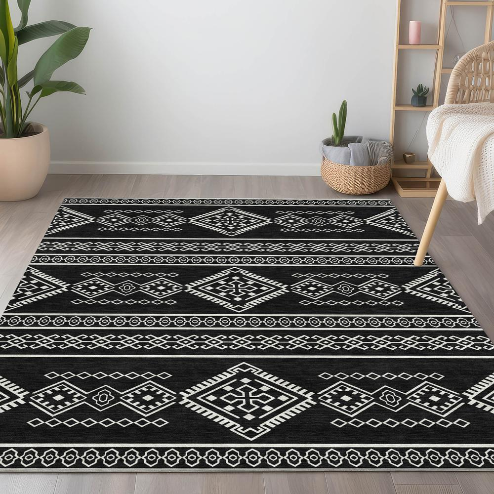Start2Finish Chantille ACN901 black rug, 9x12 feet, with intricate pattern and plush texture, suitable for living room or bedroom decor.