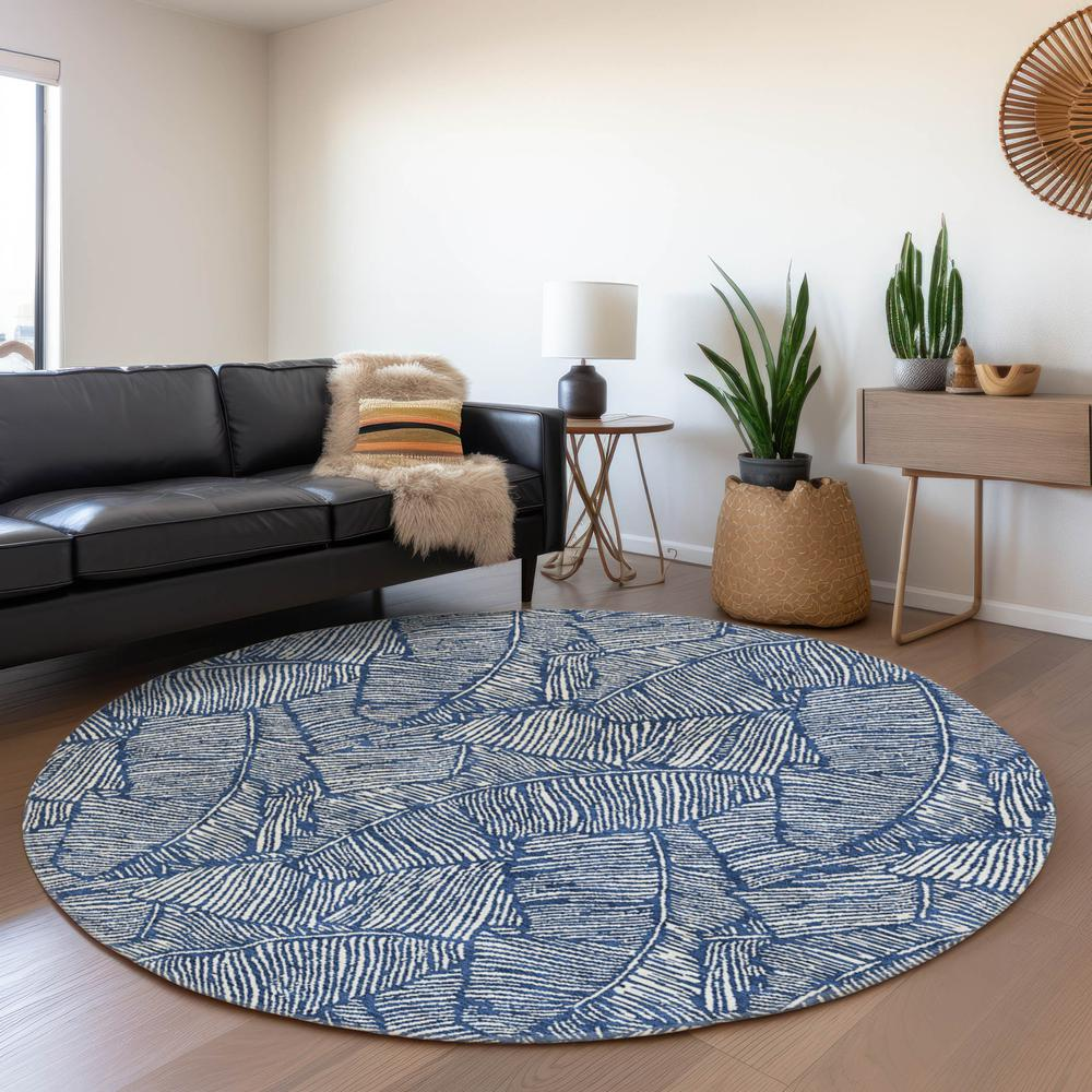 Start2Finish Chantille ACN913 blue 8x8 rug with soft, plush texture and intricate pattern for a cozy living space.