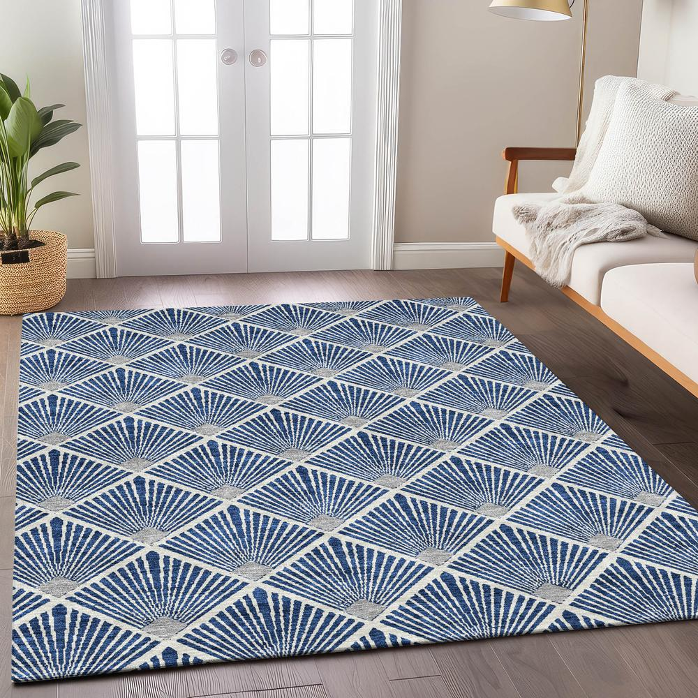 Start2Finish Chantille ACN914 blue 9x12 rug with intricate pattern, soft texture, and plush pile, ideal for living room or bedroom decor.