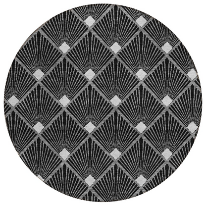 Start2Finish Chantille ACN914 black 8x8 rug with soft fabric and modern design, perfect for living room or bedroom decor.