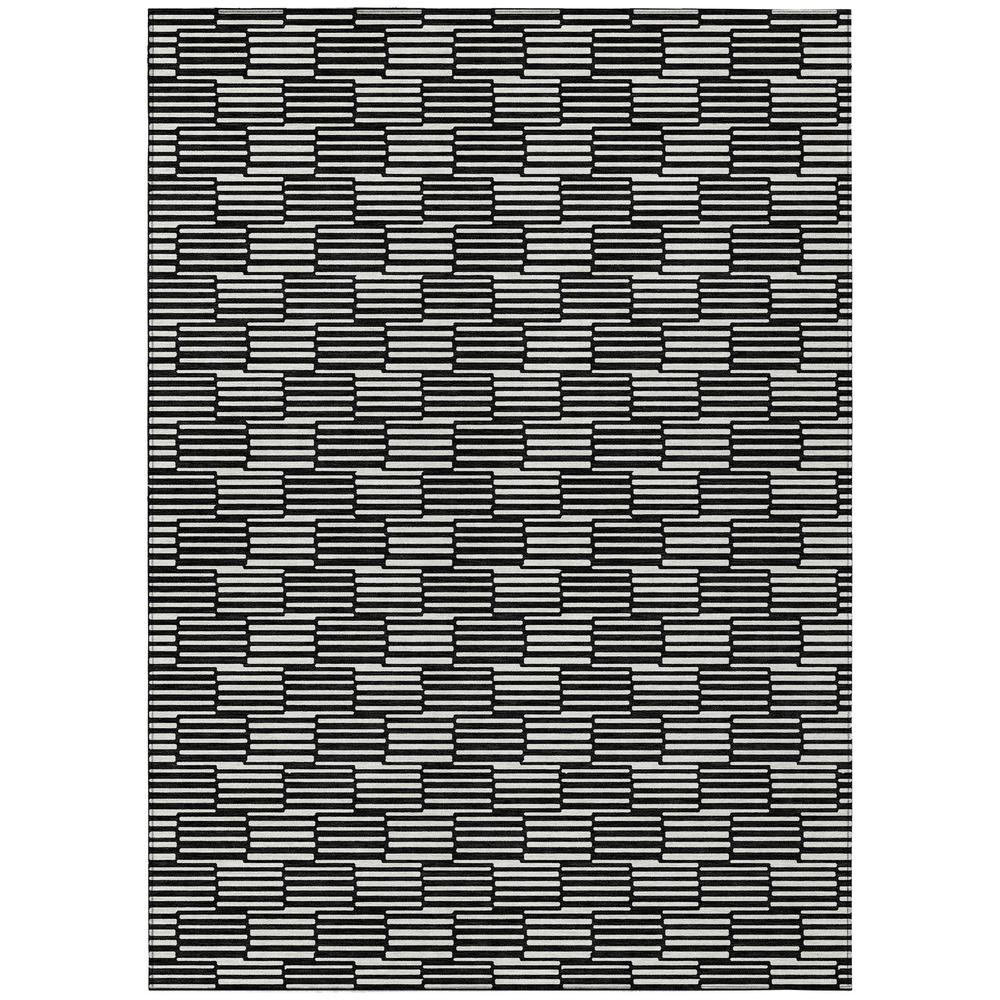 Start2Finish Chantille ACN918 black 9x12 rug with intricate pattern, plush texture, and modern design for living room decor.
