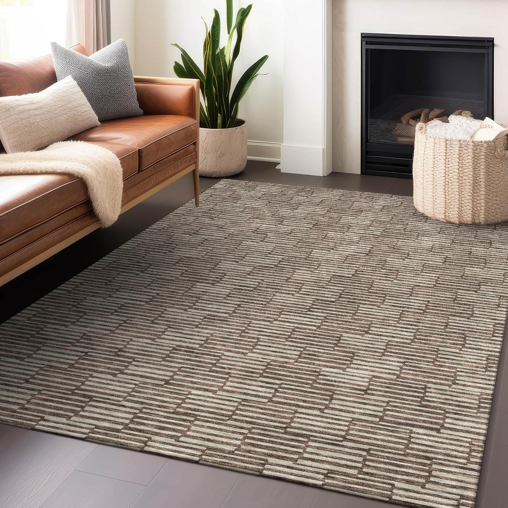 Start2Finish Chantille ACN918 brown 8x10 rug with soft, textured fabric and intricate pattern for a cozy living space.