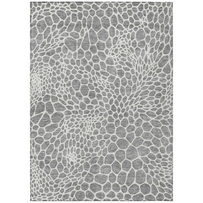 Gray Chantille ACN919 5x7.6 rug with intricate pattern, from Start2Finish, showcasing soft, textured woven fabric on a neutral floor.