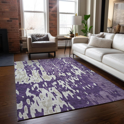 Start2Finish Chantille ACN957 purple rug with 10x14 feet size, featuring soft fabric and elegant design, ideal for living rooms.