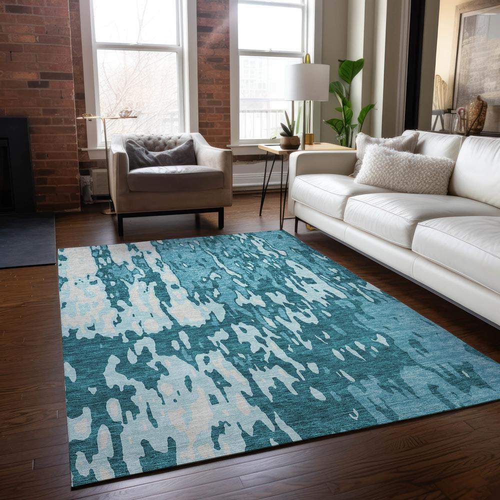 Start2Finish Chantille ACN957 teal 9x12 rug with intricate pattern, soft texture, and vibrant color for stylish living spaces.