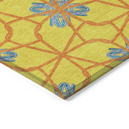 Start2Finish Chantille ACN958 Gold 10x14 rug with intricate patterns and plush texture, ideal for enhancing living room decor.