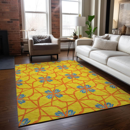 Start2Finish Chantille ACN958 Gold 9x12 rug with intricate patterns and soft texture, ideal for living rooms and bedrooms.