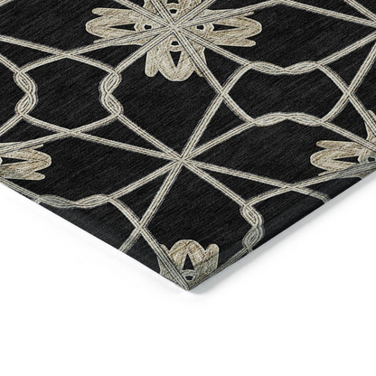 Start2Finish Chantille ACN958 black 5x7.5 foot rug with soft, textured fabric and elegant design, suitable for living room or bedroom decor.