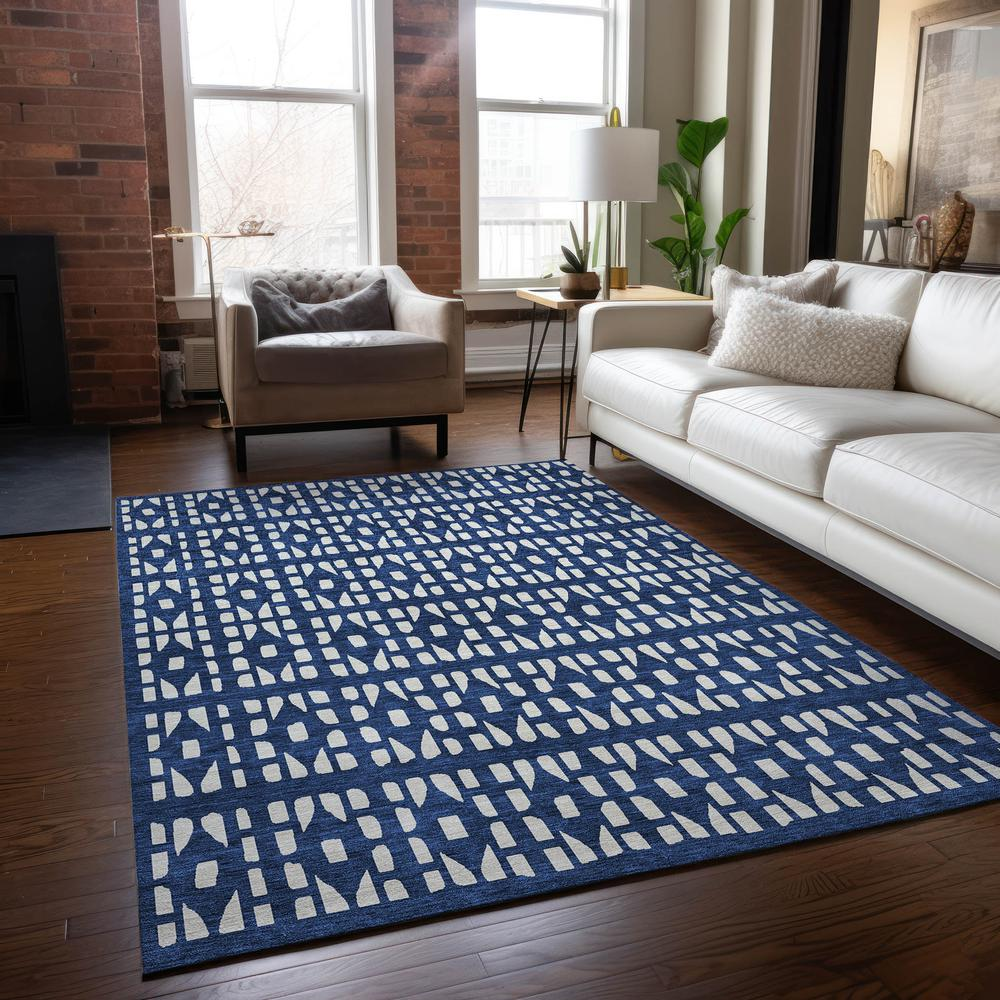 Start2Finish Chantille ACN963 blue 10x14 rug with intricate patterns, showcasing soft fabric and decorative design.