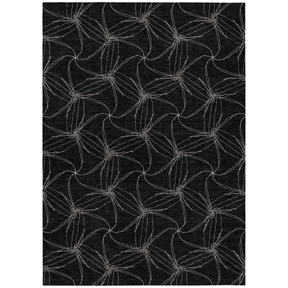 Start2Finish Chantille ACN968 black 9x12 rug with intricate pattern, plush texture, ideal for living room or bedroom decor.