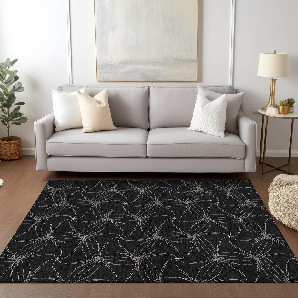 Start2Finish Chantille ACN968 black 9x12 rug with soft, plush fabric and intricate pattern, perfect for modern living rooms.