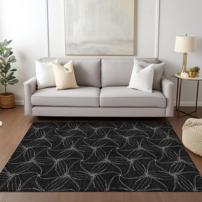Start2Finish Chantille ACN968 black 9x12 rug with soft, plush fabric and intricate pattern, perfect for modern living rooms.