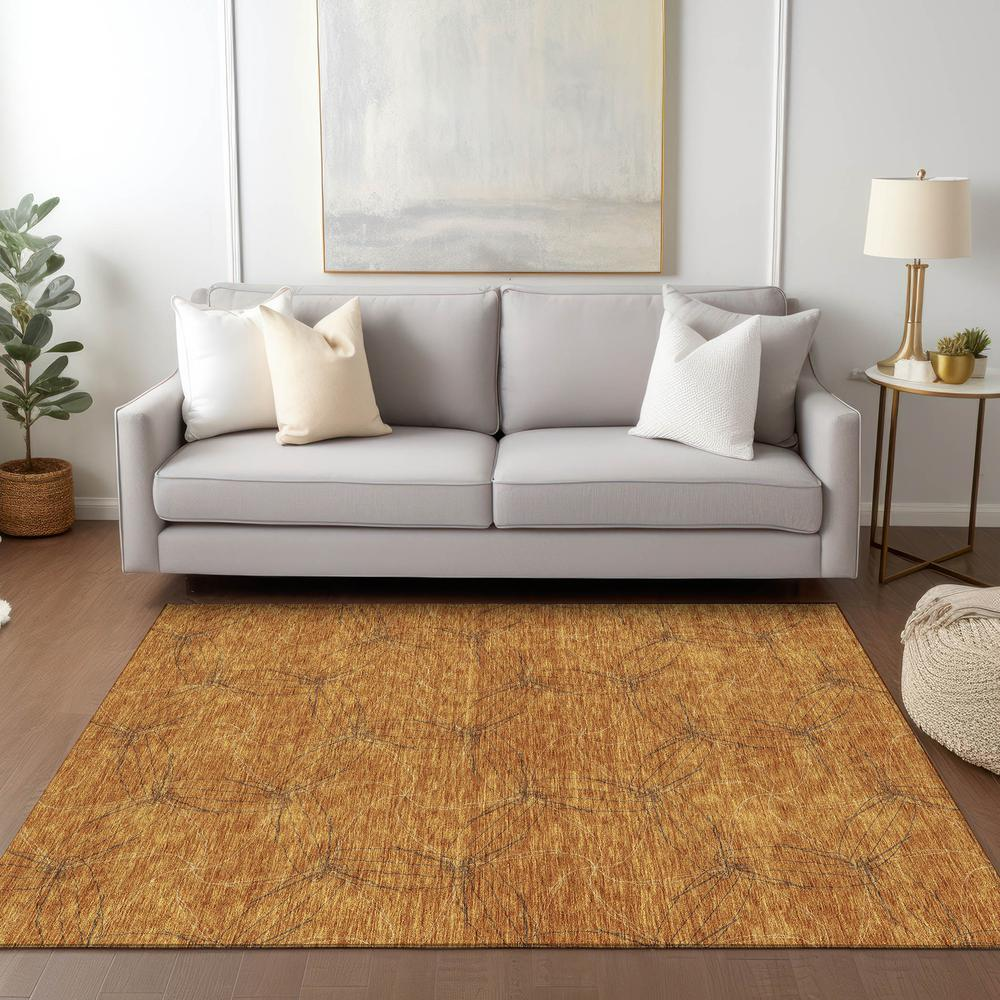 Start2Finish Chantille ACN968 orange 10x14 rug with intricate pattern, soft texture, and vibrant color for living room decor.