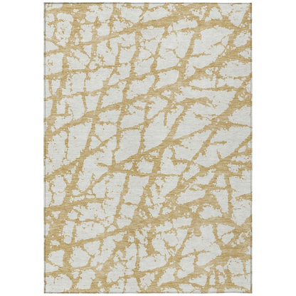 Start2Finish Chantille ACN972 gold rug, 9x12 feet, featuring intricate patterns and plush texture, perfect for living rooms or bedrooms.