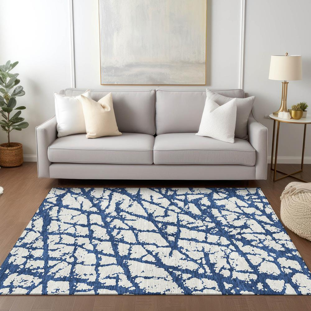 Start2Finish Chantille ACN972 blue 10x14 rug with soft, woven fabric and intricate pattern, ideal for living room or bedroom decor