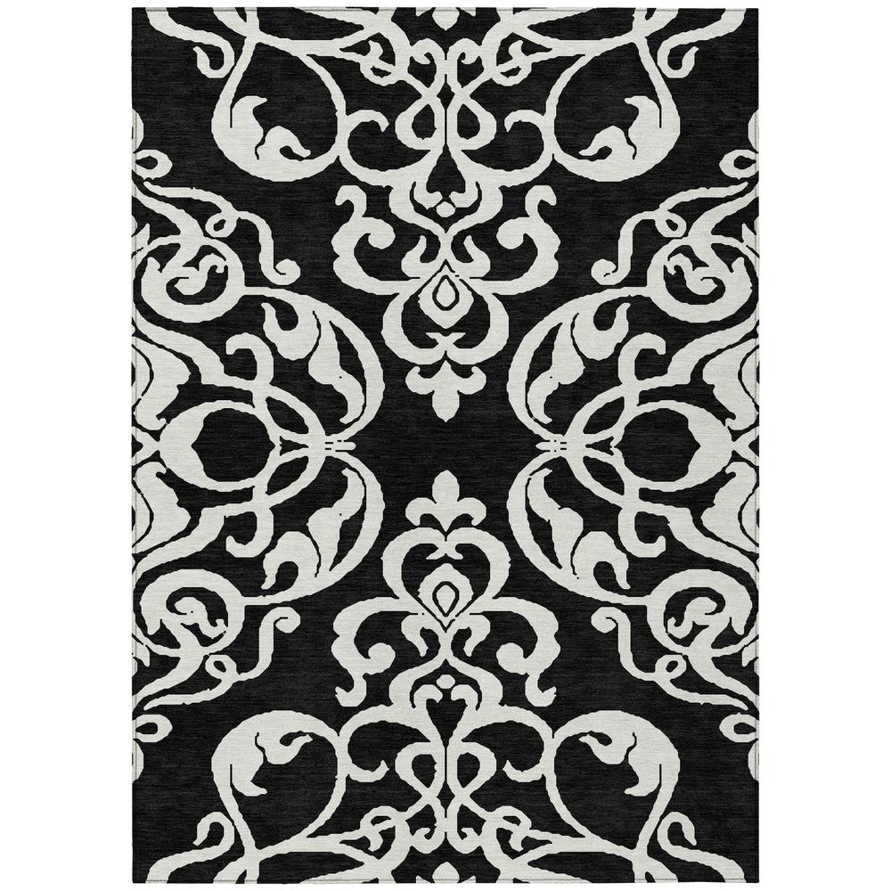 Black Chantille ACN973 rug by Start2Finish, 10x14 feet, showing intricate pattern and plush texture on a neutral floor.