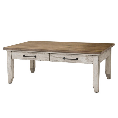 Start2Finish Bear Creek Cocktail Table with wooden top and metal frame, modern furniture piece for living room or lounge area.