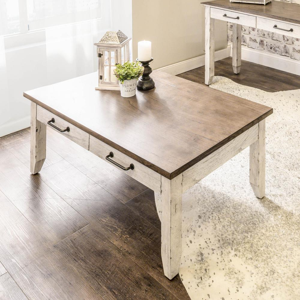 Start2Finish Bear Creek Cocktail Table with a wooden top and metal frame, modern furniture piece for living room or lounge area.