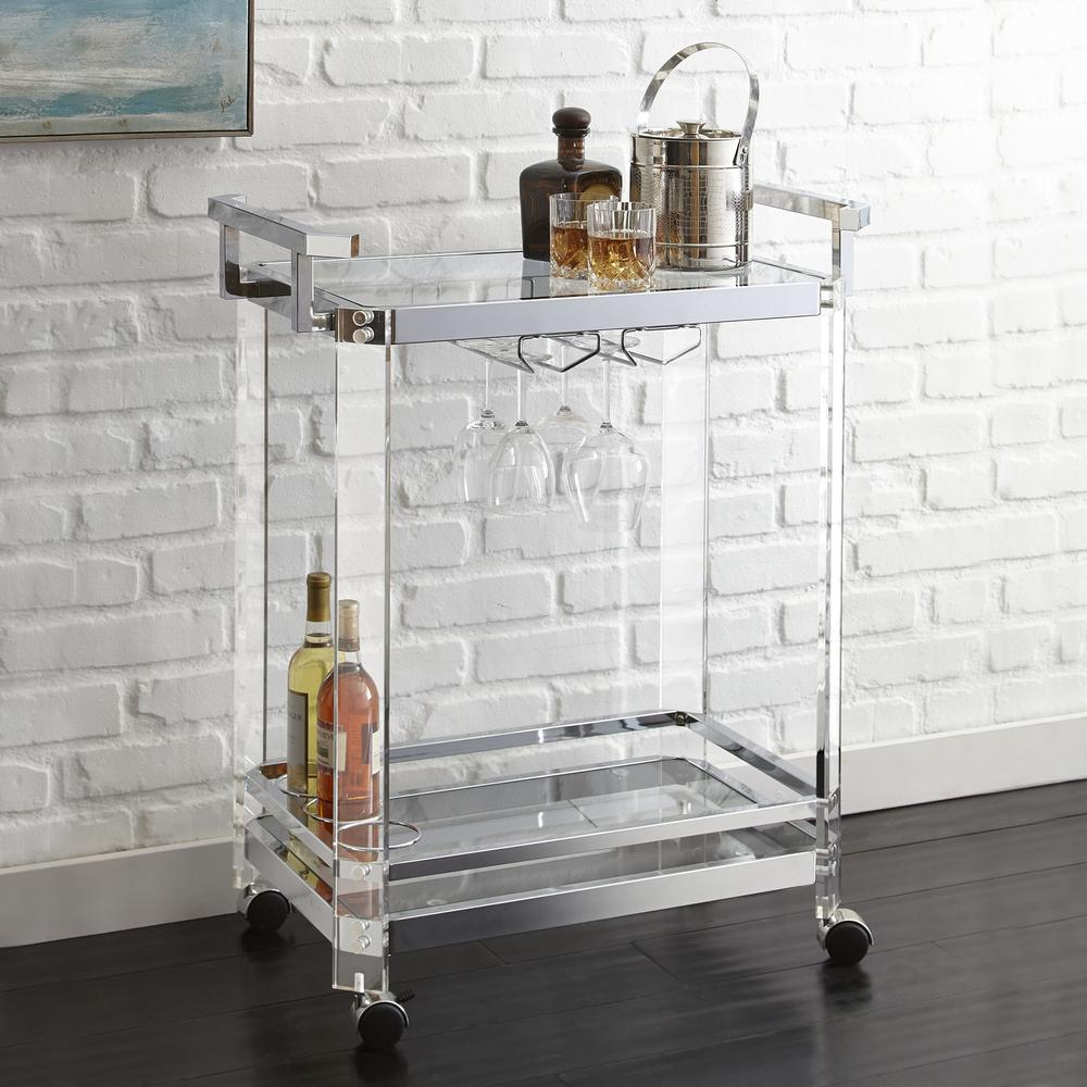 Start2Finish Aerin Server Cart furniture with wheels, wood surface, and metal frame for versatile kitchen or dining room use.