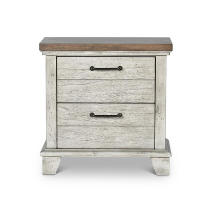 Start2Finish Bear Creek nightstand showing a wooden furniture piece with a drawer and open shelf, natural wood finish.