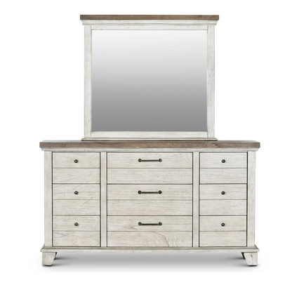 Start2Finish Bear Creek dresser with matching mirror, featuring wood finish, multiple drawers, and a contemporary design.